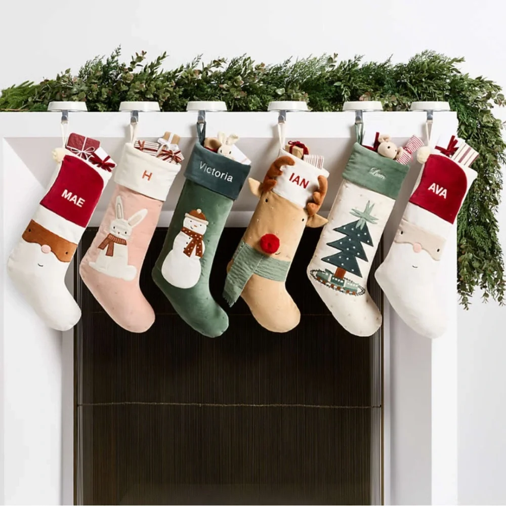 Crate&kids Wonderland Velvet Light Santa Kids Christmas Stocking